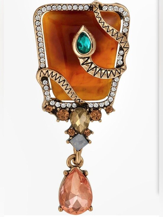 Zaycca Jewelry - NWOT Vintage Style Amber & Crystal Snake Brooch
